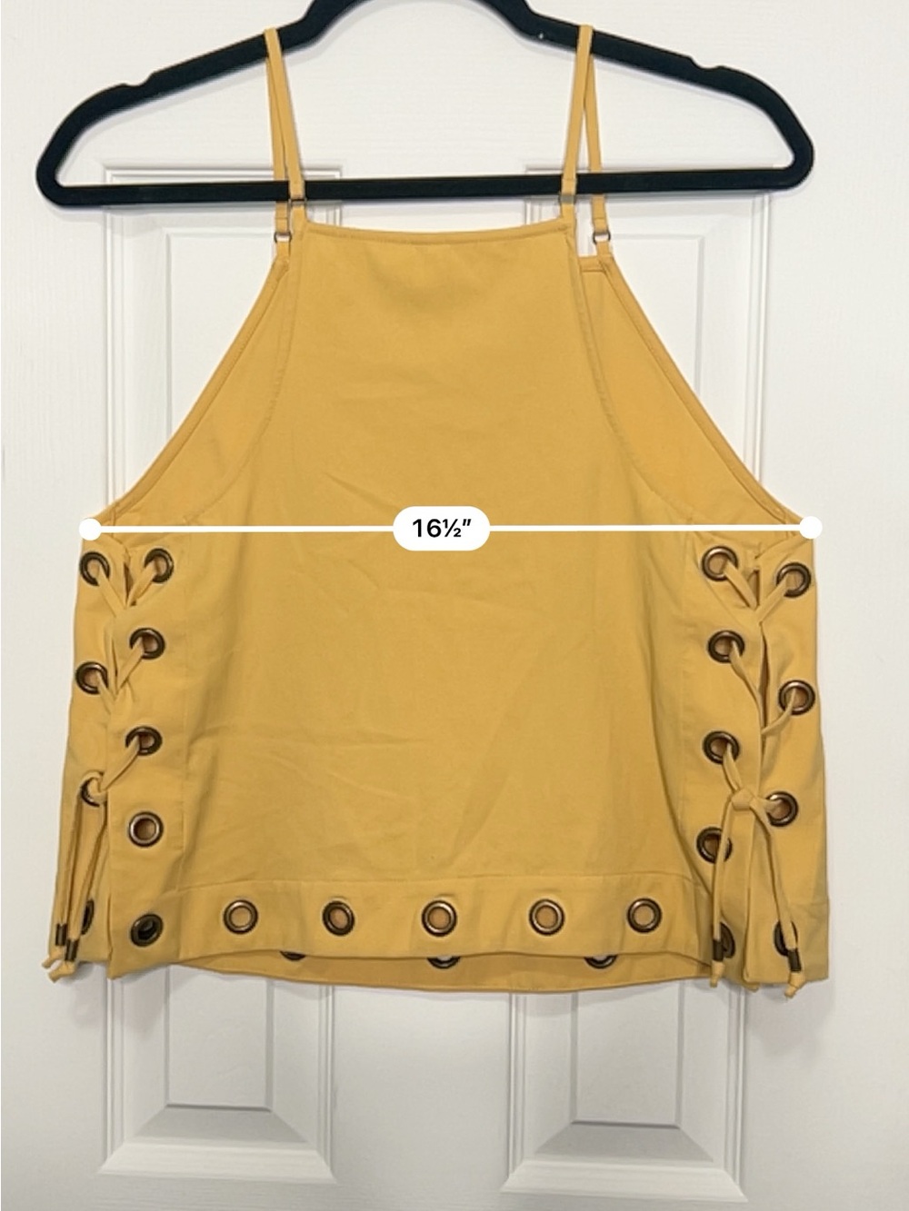 Free People Yellow Lace-Up Grommet Tank Top Boho Festival Cami - Picture 4 of 7
